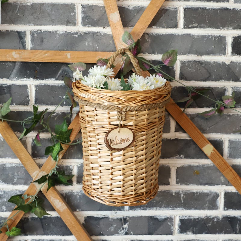SHCMSADO Woven Wicker Hanging Basket Door Hanging Basket Wall Decorations for Home Garden Farmhouse (original) - Image 2